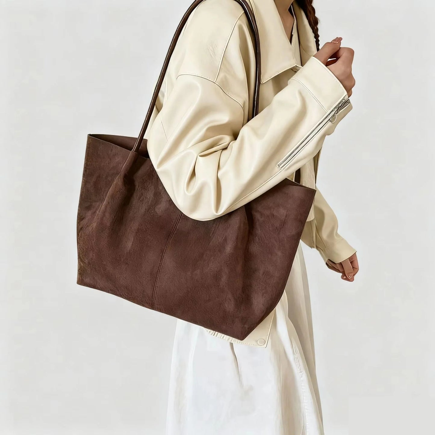 Cheska Suede Tote Bag with Pouch