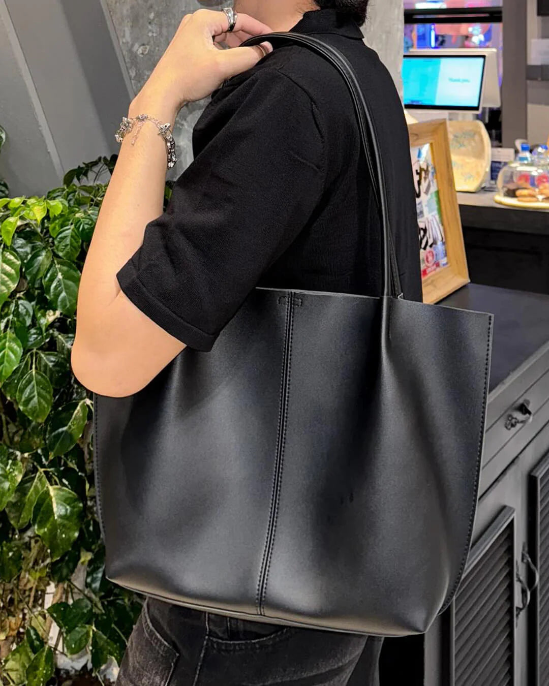 Faux Leather Tote Bag