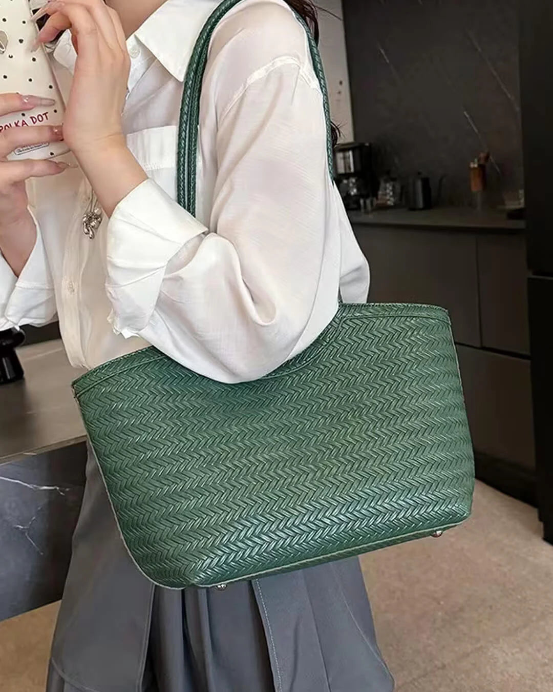Rica Woven Faux Leather Bag